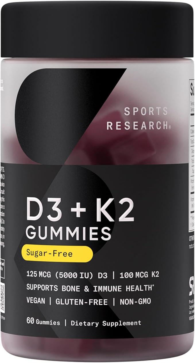 Sports Research® Gummies Pack - Vitamin C Vegan Vitamin D3 + K2 and Tart Cherry Supplements for Immune &amp Antioxidant Support Stronger Bones Workout Recovery
