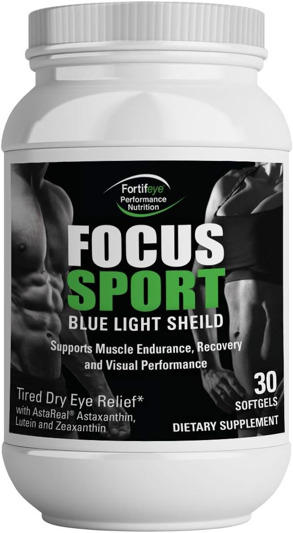 Fortifeye Focus Sport Triple Carotenoid Eye Supplement with Lutein Zeaxanthin &amp Astaxanthin – 60-Day Supply (2 Bottles 30 Softgels Each)