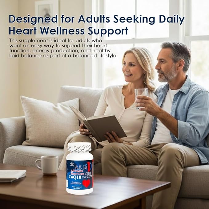 Nu-Health All in One Advanced CoQ10 Supplement | Co Q 10 Supplement with Omega-3 Fish Oil Flaxseed Oil Soy Lecithin &amp Vitamin E | Heart Health Support | 120 Softgels