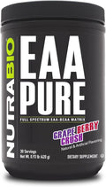 NutraBio – EAA Pure – 9 Amino Acids – Muscle Repair and Recovery 30 Servings Grape Berry Crush – Pre or Post Workout – All Day Recovery