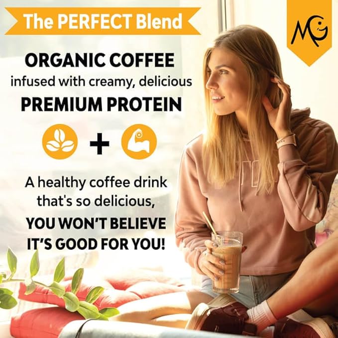 MariGold High Protein Coffee - Iced Purist Flavor | 22g Grass-Fed Whey Isolate Protein 2 Shots Organic Espresso Non-GMO 108 Calories 1 Net Carb | 1 Lb Bag - 15 Servings