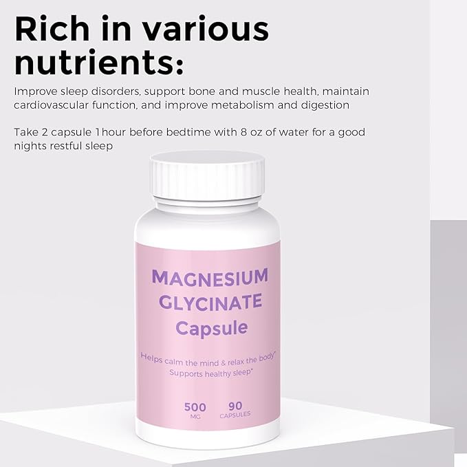 Magnesium Glycinate 90 Capsules – High Absorption – Supports Healthy Stress Response Muscle Heart Function &amp Healthy Metabolism Chelated Formula (One Bottle)