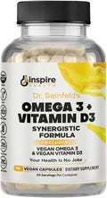 Dr. Seinfeld Vegan Algae Omega 3 and Vitamin D3 Supplement for Men and Women 90Ct