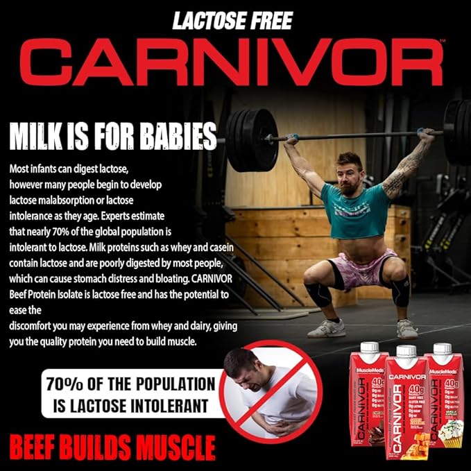 MuscleMeds Carnivor RTD Ready to Drink Protein Lactose Free Sugar Free 40g Isolate Protein Muscle Building Recovery Halal Certified Fruity Cereal 16.9 Fl Oz (Pack of 12)