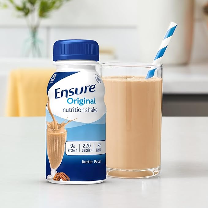 Ensure Original Butter Pecan Nutrition Shake | Small Meal Replacement Shake | Ready To Drink | 9g Protein 27 Vitamins and Minerals | 8 fl oz - 24 Pack
