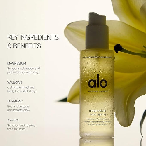 Alo Restful Radiance Set | Magnesium Reset Spray + Head-to-Toe Glow Oil | Calming &amp Hydrating Duo for Stress Relief &amp Radiant Skin | Magnesium Arnica &amp Vitamin E | Made in USA - 3.2 oz (P