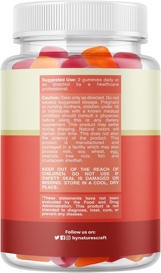 Natures Craft Vitamin D3 Gummies for Daily Wellness - Delicious Vitamin D Gummies for Adults with D3 2000IU per Serving Bone Muscle &amp Immune Support - Non-GMO Gelatin &amp Gluten Free - 120 Count