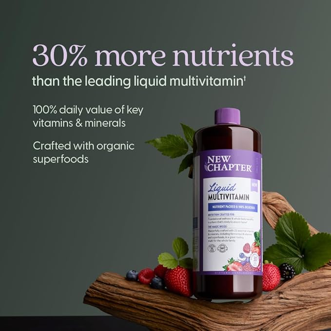 New Chapter Liquid Multivitamin + Mineral Supplement for Whole-Body Benefits 100% Delicious Multivitamin for Adults Teens &amp Kids 2+ Ready to Absorb Faster Mixed Berry Flavored 30 oz