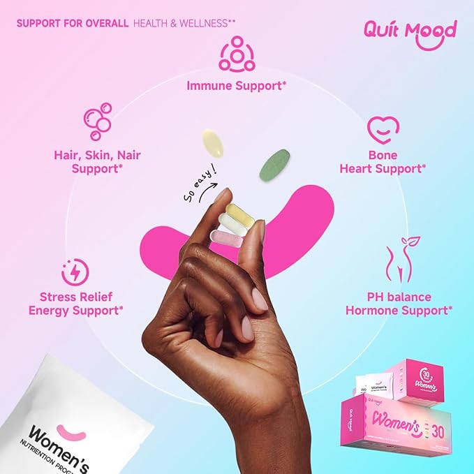 Multivitamin for Women Daily Vitamin Packs for 30 plus with D3+K2 NR1000 Probiotics &amp Ashwagandha | Supplement for Beauty Stress Relief Bone &amp Heart Health Energy Gut &amp Hormone Balan