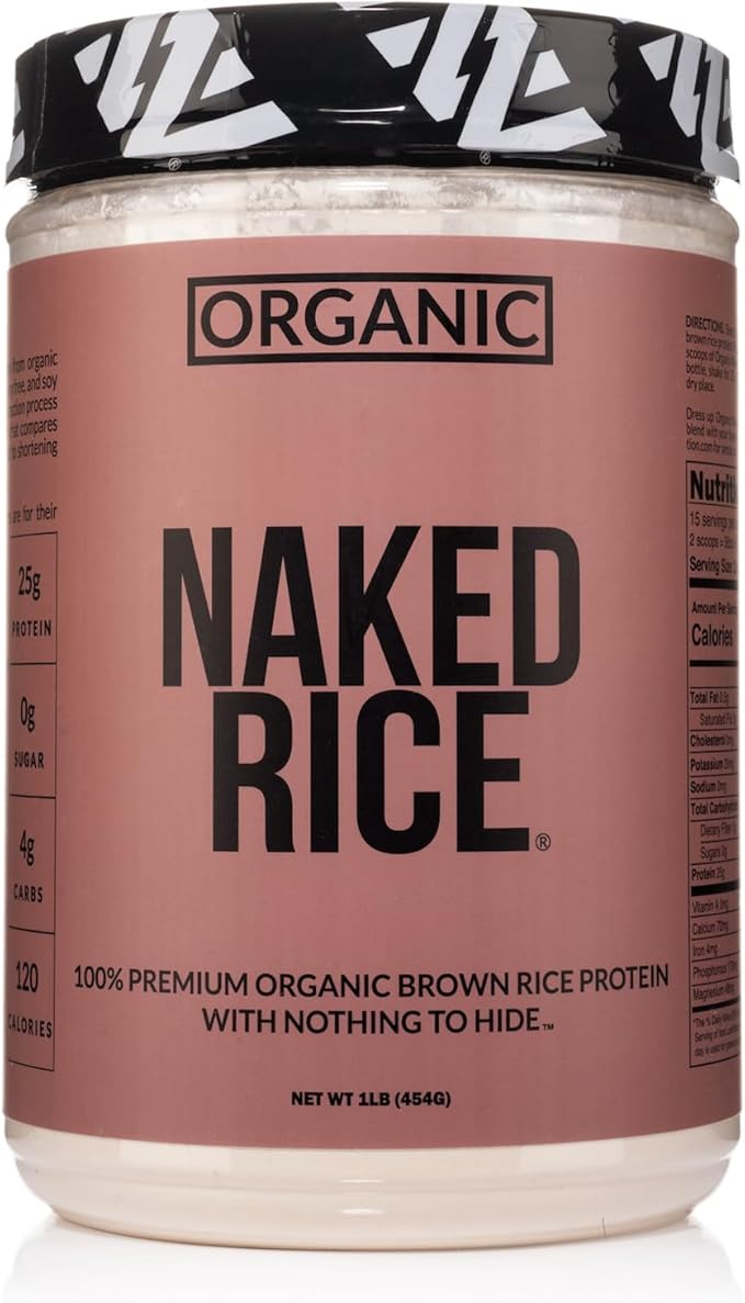 NAKED Rice 1Lb - Organic Brown Rice Protein Powder - Vegan Protein Powder GMO Free Gluten Free &amp Soy Free. Plant-Based Protein No Artificial Ingredients - 15 Servings