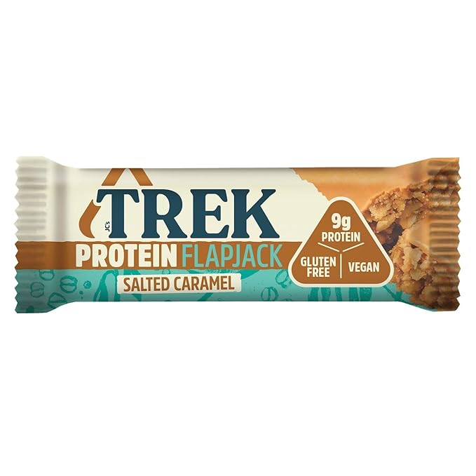 Trek High Protein Flapjack Salted Caramel 50g (Pack of 16 Bars)- Gluten Free - Vegan Snack
