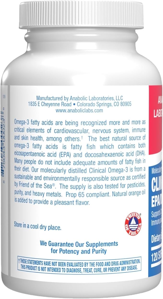 Clinical Omega 3 Fish Oil Supplement with EPA and DHA - 120 Orange Flavored Softgels for Heart Immune and Nervous Health - 1200mg of Molecularly Distilled Omega-3