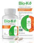 Bio-K+ Probiotic Advanced Bowel Support – 50 Billion CFU – Vegan Gluten-Free Non-GMO – Supports Digestive Health &amp Regularity – for Men &amp Women – 20 Probiotic Capsules