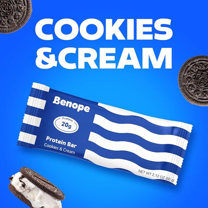 Benope Protein bar Cookies&ampCream protein bar 60g x 12ea high protein low sugar low carb energy bar nutritious snack high protein snacks