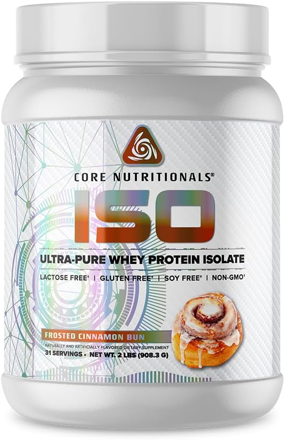 Core Nutritionals ISO Whey Protein Isolate | High-Purity Protein from Whey Isolate | Lean Muscle &amp Recovery Support | 31 Servings (Frosted Cinnamon Bun)