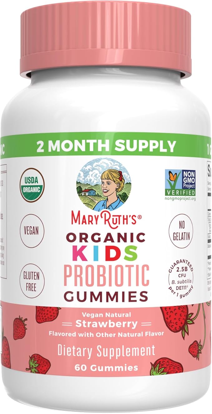 MaryRuth Organics Gummies for Kids–Multivitamin (Mixed Berry &amp Cherry) &amp Probiotic (Strawberry) | USDA Organic No Gelatin! | Vitamins for Immunity Gut Health &amp Overall Wellness | Vegan
