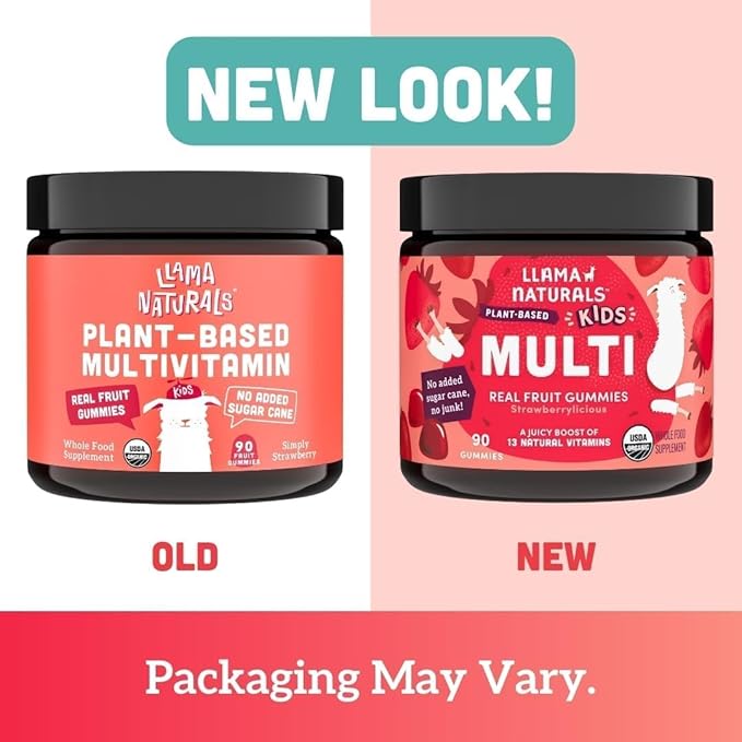 Llama Naturals Adults and Kids Vitamin D3 Raspberry 60 Ct and Multivitamin Gummies Strawberry 90 Ct