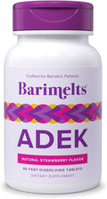Barimelts ADEK - 60 Fast-Dissolving Tablets (2-Month Supply) - Sugar-Free Bariatric Vitamins for Women Including Vitamin A Vitamin D Vitamin E &amp Vitamin K Natural Strawberry Flavor