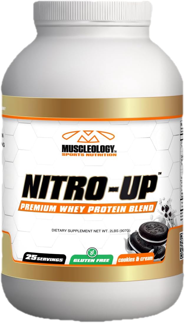 MUSCLEOLOGY Nitro-Up Hydrolyzed Whey Isolate Protein Cookies &amp Cream 2 Pound