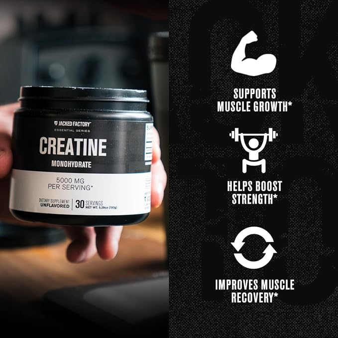Jacked Factory Authentic ISO Grass Fed Whey Protein Isolate Powder - Low Carb Muscle Building Protein (30 Servings Chocolate Peanut Butter) &amp Creatine Monohydrate Powder (30 Servings Unflavored
