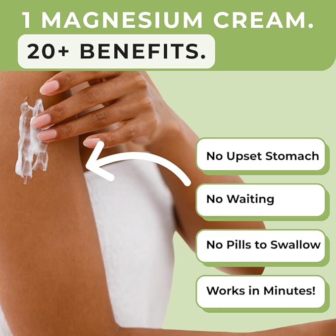 Rooted In Magnesium Cream with Ashwagandha – Calming Botanical Body Lotion – High-Concentration Topical Magnesium for Daily Relaxation &amp Skin Nourishment – 4oz Glass Jar