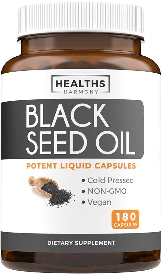 Omega 7 Softgels &amp Black Seed Oil (3-Month Supply) Omega Glow Blend Bundle - Purified Omega-7 Softgels (90 Softgels) Provinal Peruvian Anchovy and Black Seed Oil (180 Capsules) Cold-Pressed Oil