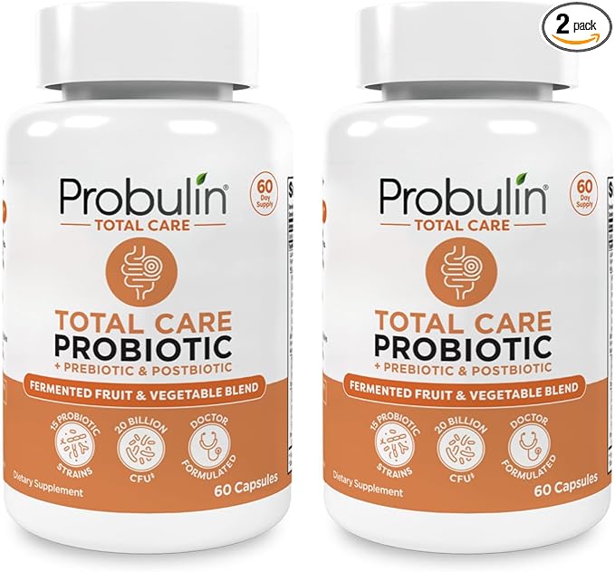 Probulin Total Care Pre + Pro + Postbiotic 20 Billion CFU 60 Vegan Capsules (Pack of 2)