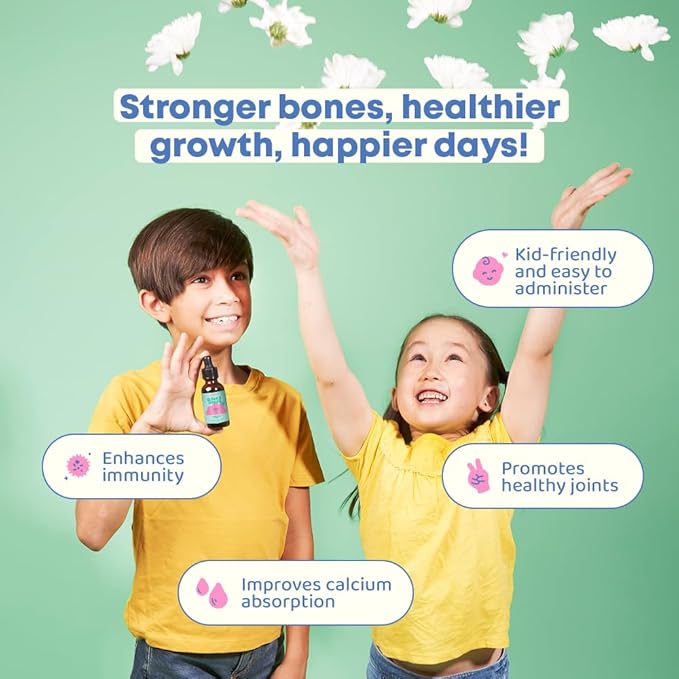 JoySpring Liquid Vitamin D3 with K2 - Immune Support and Zinc Supplements for Kids - Elderberry &amp Zinc Liquid