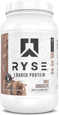 RYSE Loaded Protein Powder - Milk Chocolate - 25g Whey Protein Isolate &amp Concentrate with Prebiotic Fiber &amp MCTs - Low Carb Low Sugar Digestive-Friendly - 27 Servings / 2 lb Tub