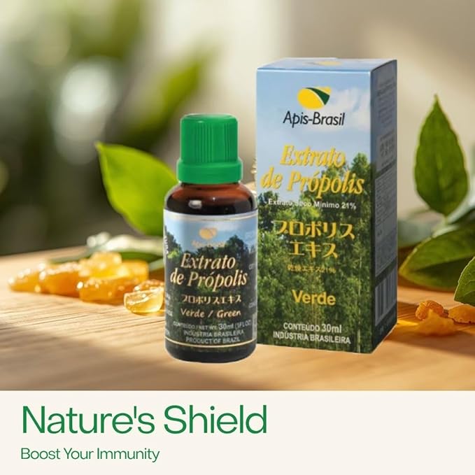 Brazilian Green Bee Propolis Liquid Extract 21% (30ml) - Natural Immune Support - Antioxidant - Pack of 1
