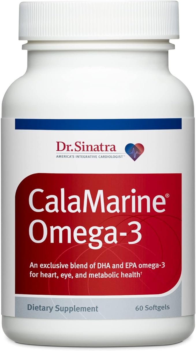 Dr. Sinatra CalaMarine Omega 3 Supplement with DHA and EPA Clinical Grade for Brain Heart and Eye Health 60 Softgels