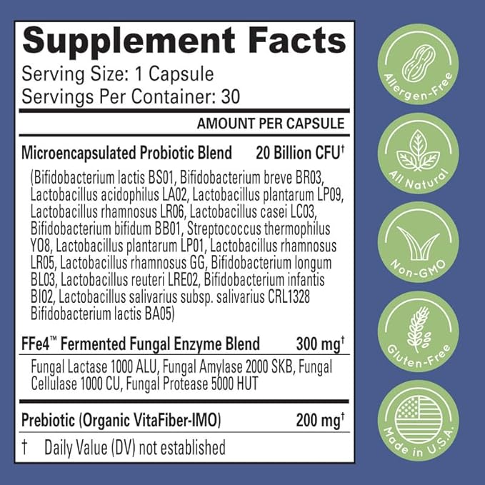 Essential Source TriActive Biotics Advanced Care - 20 Billion CFU Probiotics for Digestive Health Immune Support Supplement Microencapsulated Probiotics for Women &amp Men 30 Ct Capsules