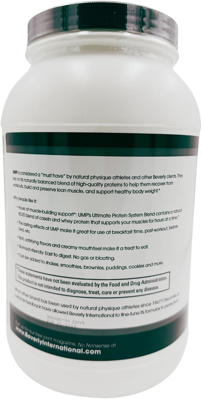 Beverly International UMP Protein Powder Cookies &amp Cream. Unique Whey-Casein Ratio Builds Lean Muscle. Easy to Digest. No Bloat. (32.8 oz) 2lb .8 oz