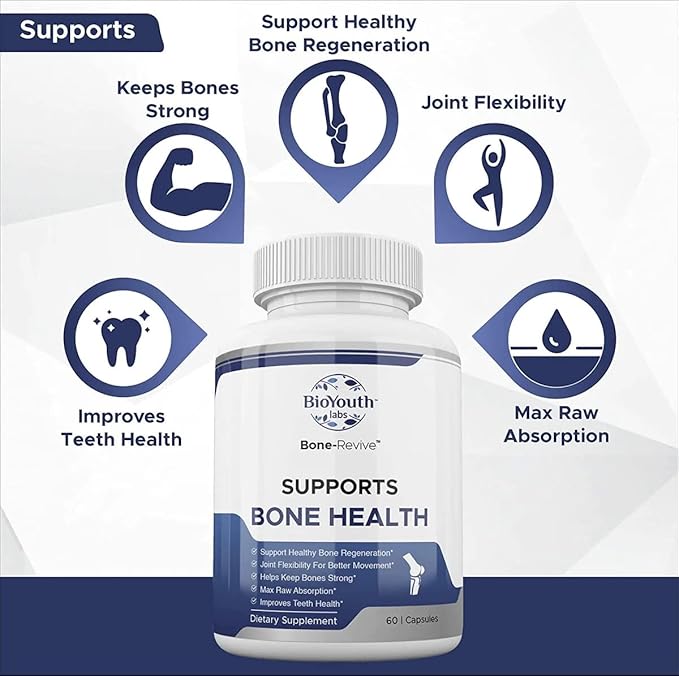 Labs Natural Bone Strength Supplements for Adults 180 Capsules - Nutritious Blend of Coleus Forskohlii Creatine Magnesium Vitamin K2 &amp C for Better Bone Health &amp Growth.