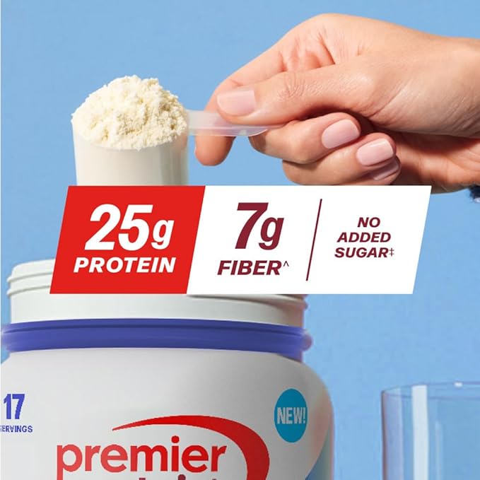 Premier Protein Powder Plus Fiber Vanilla 25g Protein 7g Fiber to Support Gut Health No Added Sugar (17 Servings)