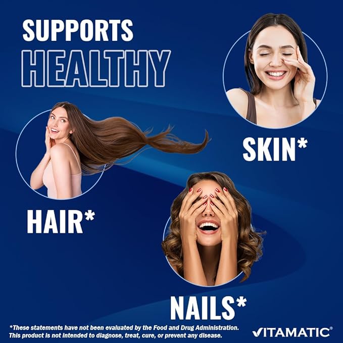 Vitamatic Hydrolyzed Keratin 500mg per Serving - 120 Vegetarian Capsules - Keratin Supplements for Healthy Hair Skin &amp Nails for Adults-2 Pack