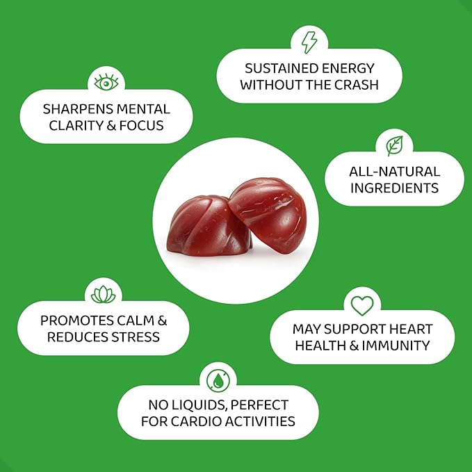HOLYMARY Yerba Mate Gummies Raspberry Flavor - Energy Focus Power Vegan Non-GMO Natural Ingredients Gluten Free 50 Delicious Supplement Gummies
