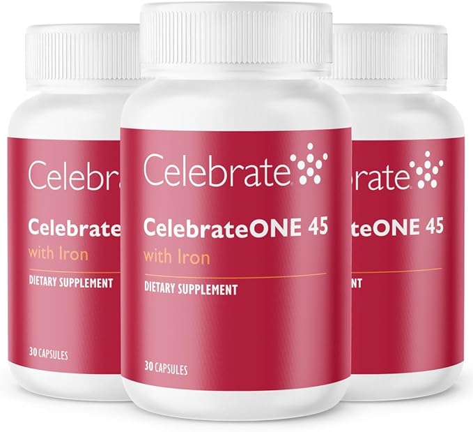 Celebrate Vitamins CelebrateONE 45 45mg Iron - Once Daily Bariatric Multivitamin Essential Vitamins &amp Minerals - Gastric Bypass &amp Sleeve Gastrectomy Supplement (90 Capsules)