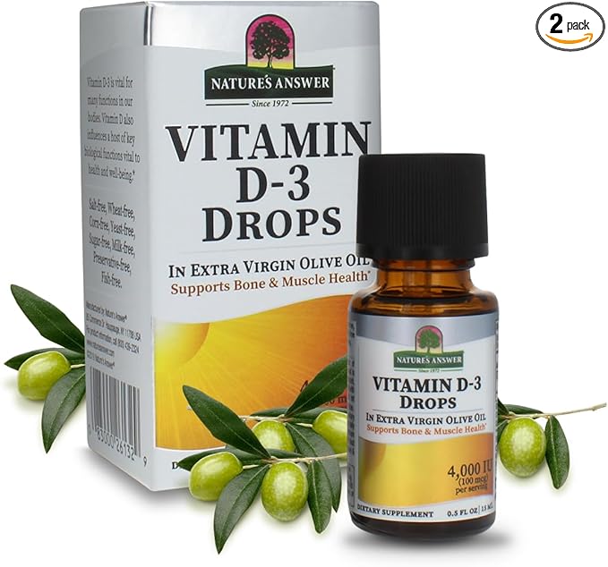 Natures Answer Platinum Vitamin D3 4000 IU Supplement Liquid Drop 0.5 Ounce - 2 per case. | Immune Booster | Promotes Muscle &amp Bone Health