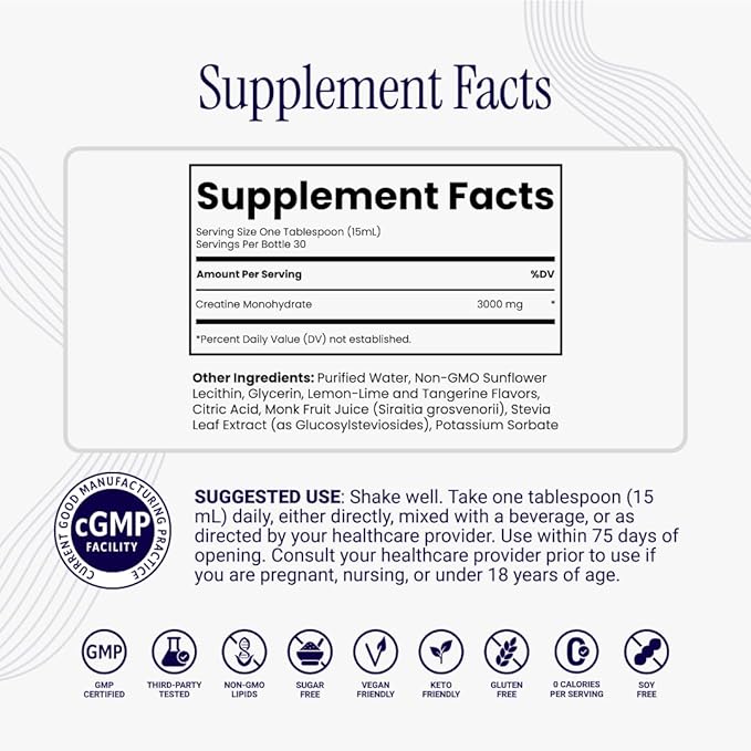 Rho Nutrition Liposomal Creatine Monohydrate - Ultra High Absorption Liquid Creatine Supplement – Promotes Lean Muscle Mass &amp Recovery Supports Brain Function &amp Enhances Cellular Energy Produ