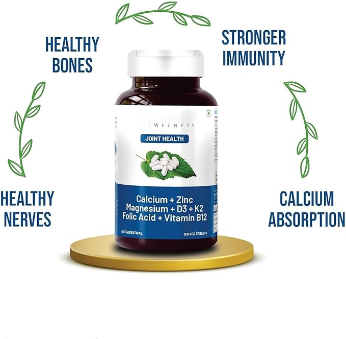 Calcium Magnesium Zinc Vitamin D3 K2 B12 Folic Acid | Joint Support Bone Strength| for Men &amp Women Health Supplement - 120 Vegetarian Tablets