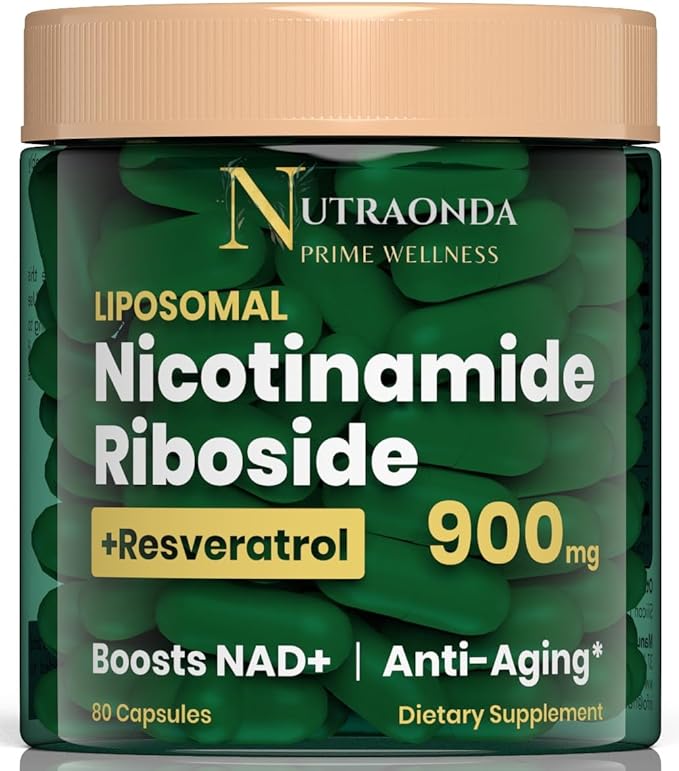 Liposomal Nicotinamide Riboside 900mg Resveratrol &amp Quercetin – NAD Supplement Plus for Anti Aging Cellular Energy &amp Improve Health- 80 Capsules