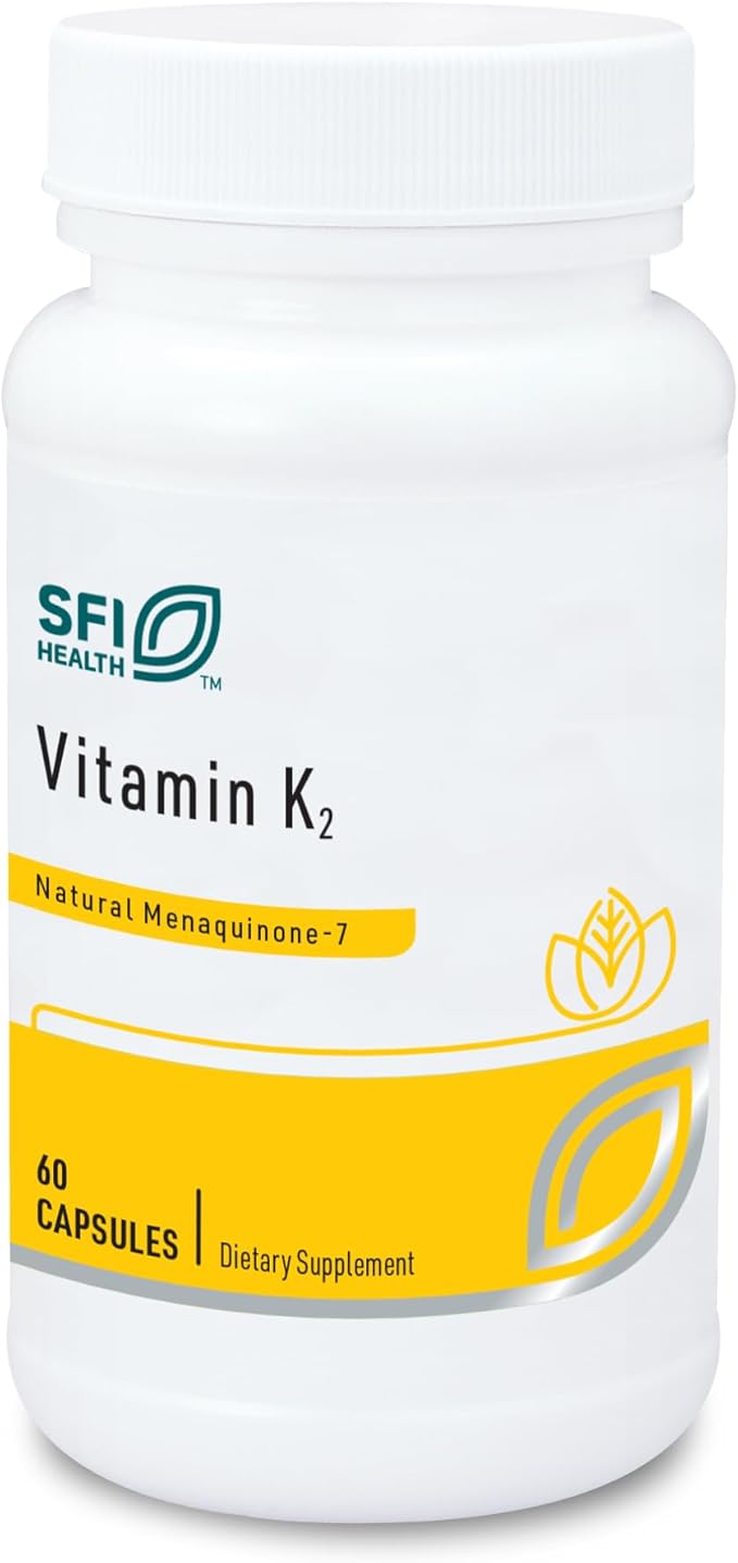 Klaire Labs SFI Health Vitamin K2-50 Micrograms as Menaquinone-7 MK-7 No Soy Gluten or Dairy (60 Capsules)