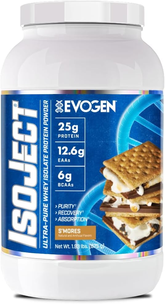 Evogen Isoject - Whey Protein Isolate | Ultra-Pure Whey Protein Powder with Ignitor Enzymes BCAAs and EAAs | Enhanced Absorption &amp Recovery | S'Mores | 25 Servings