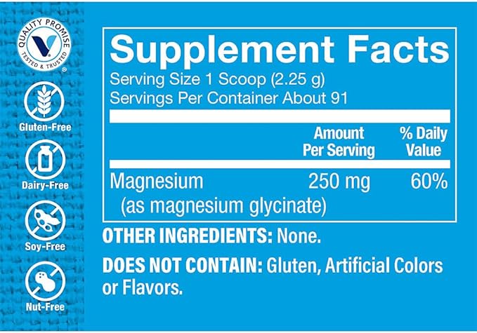 The Vitamin Shoppe Magnesium Glycinate - Muscle Relaxation Bone Health &amp Calm Support Gentle on Stomach