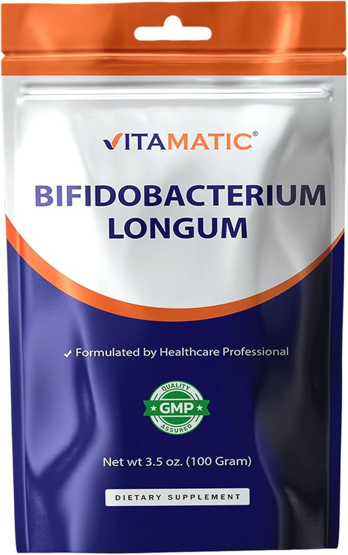 Vitamatic Bifidobacterium Longum Probiotic Powder - Digestive Health Support - 100 Gram (3.5 OZ) - 100 Servings