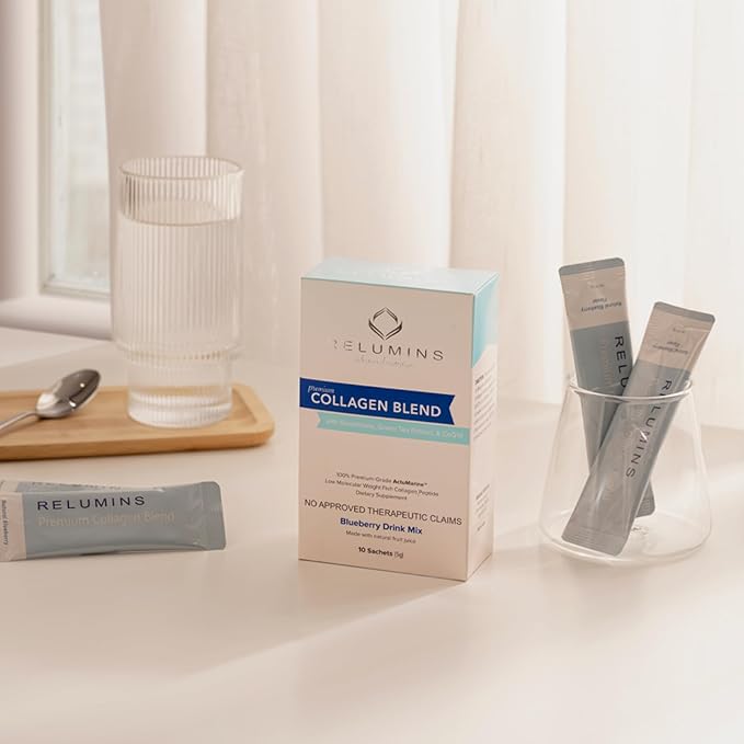 Relumins Premium Gift Glow Set – Collagen Blueberry Glutathione 1000mg &amp Vitamin C with Rose Hips – 3-in-1 Beauty &amp Wellness Kit for Daily Hydration Antioxidant Support