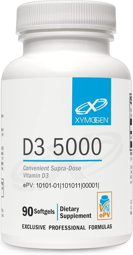 XYMOGEN D3 5000 - Bioavailable Vitamin D3 5000 IU (125 mcg) - High Strength Vitamin D Supplement for Immune Bone &amp Heart Health Support - 90 Softgels