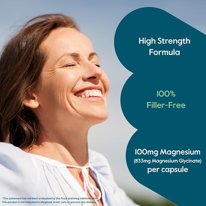 BESTVITE Filler-Free Magnesium Glycinate - 400mg of Magnesium per Serving (240 Veg Caps)- Chelated Bisglycinate for Muscle Relaxation Stress &amp Sleep Support* - For Men &amp Women - No Stearates