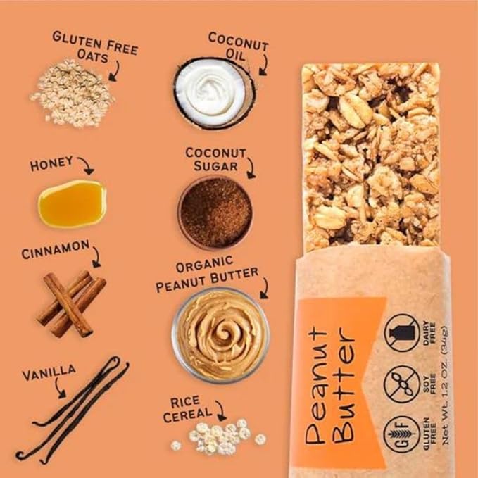 Gluten Dairy &amp Soy Free Peanut Butter Granola Bar | 12 Pack | Workout Snack | Made in Omaha NE | The Gourmet Granola
